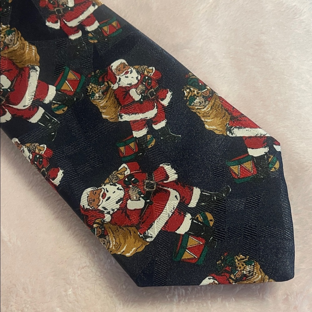 Navy Santa Christmas tie